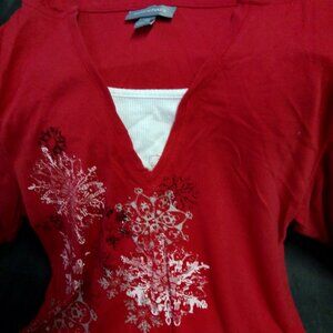 Women's Essentials 0XL Red Snowflake Hoodie
